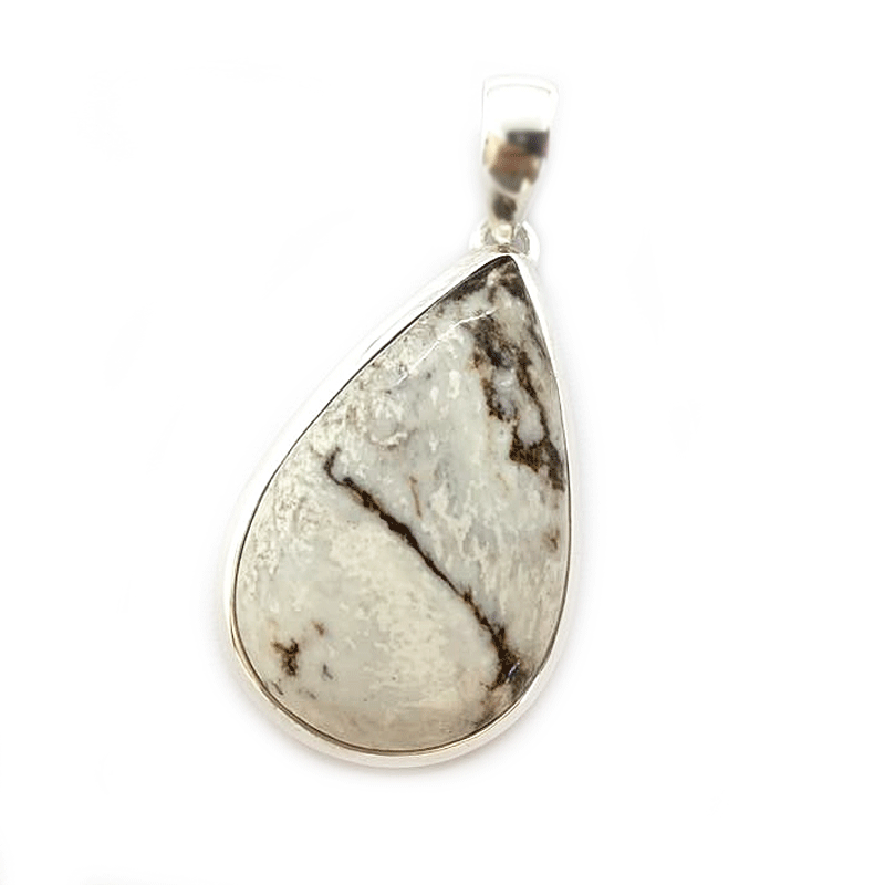 white buffalo turquoise silver gemstone pendant