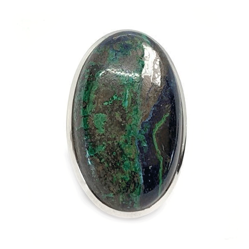 azurite large statement silver gemstone ring