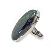 azurite large statement silver gemstone ring