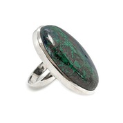 azurite large statement silver gemstone ring