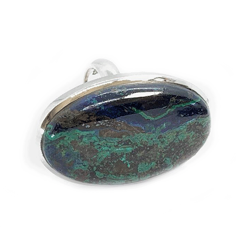azurite large statement silver gemstone ring