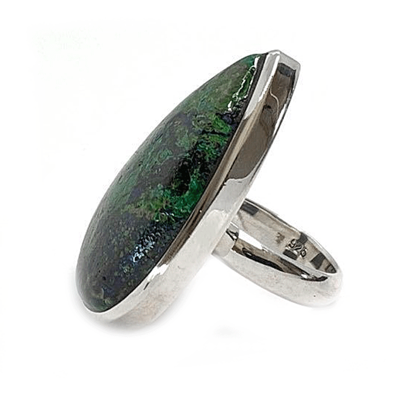 large azurite silver gemstone ring
