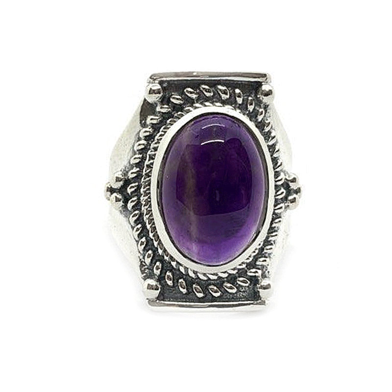 amethyst silver gemstone ring