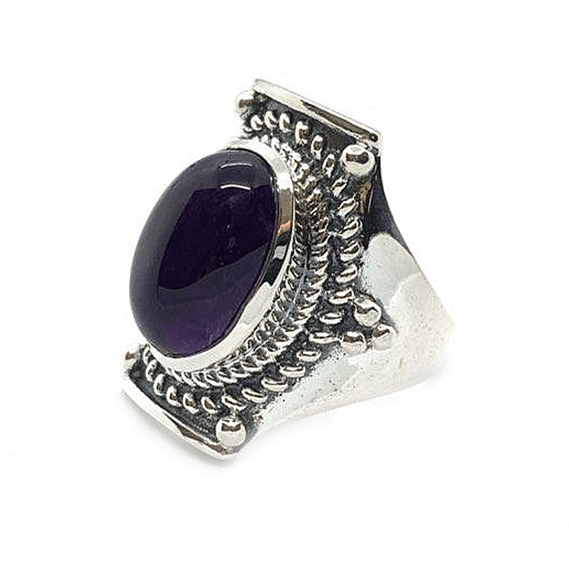 amethyst silver gemstone ring