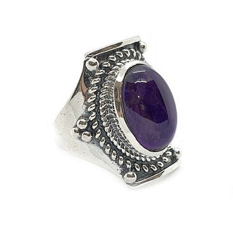 amethyst silver gemstone ring