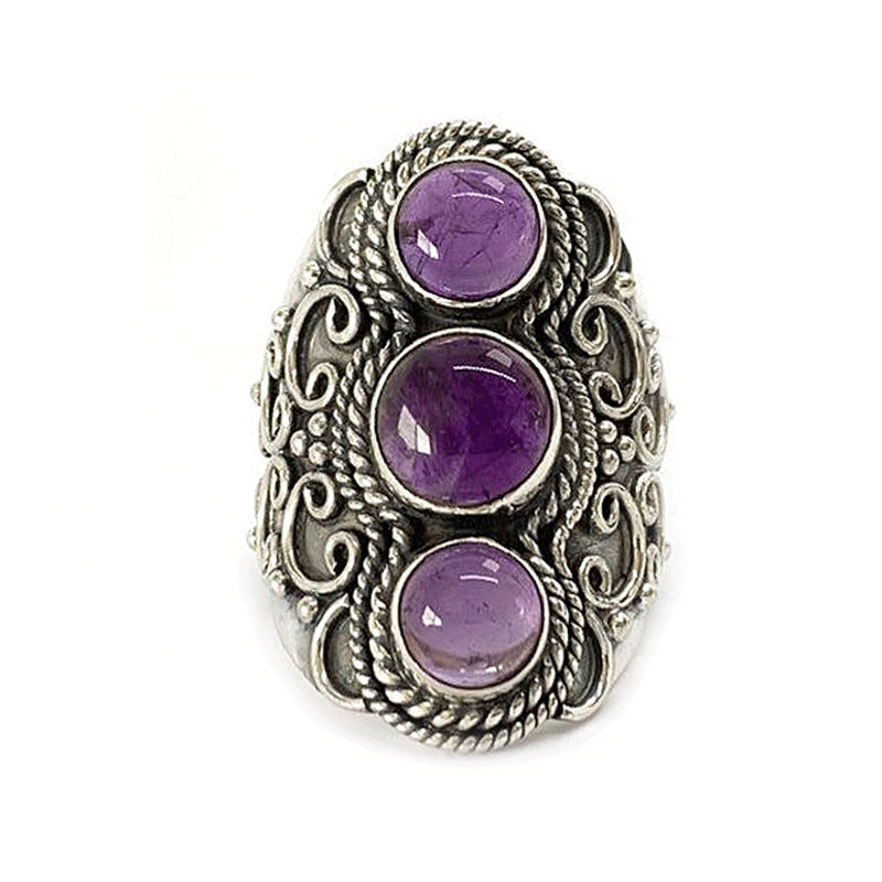 amethyst silver gemstone ring