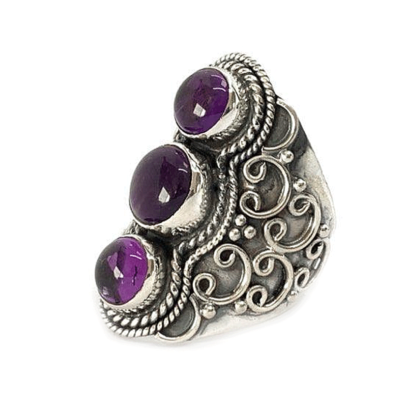 amethyst silver gemstone ring