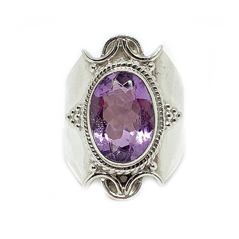 amethyst gemstone silver ring