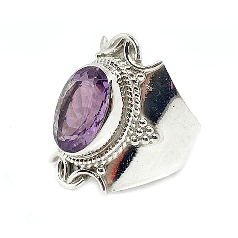 amethyst gemstone silver ring