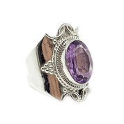 amethyst gemstone silver ring