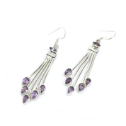 amethyst teardrop gemstone silver earrings