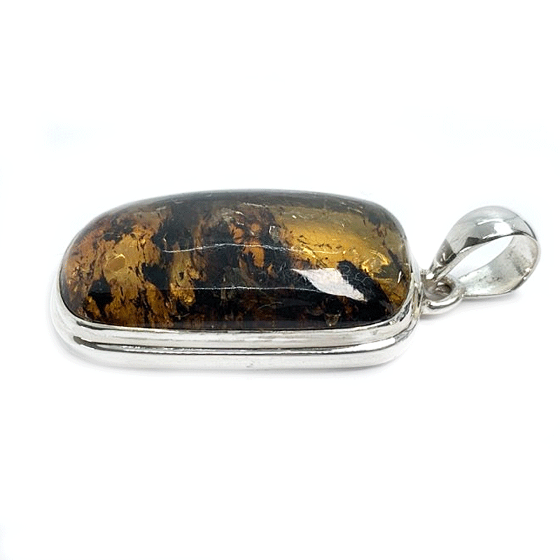 amber pendant in sterling silver