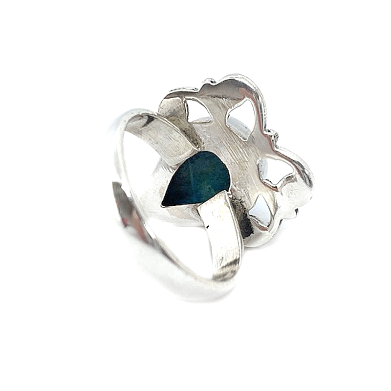 azurite gemstone silver ring