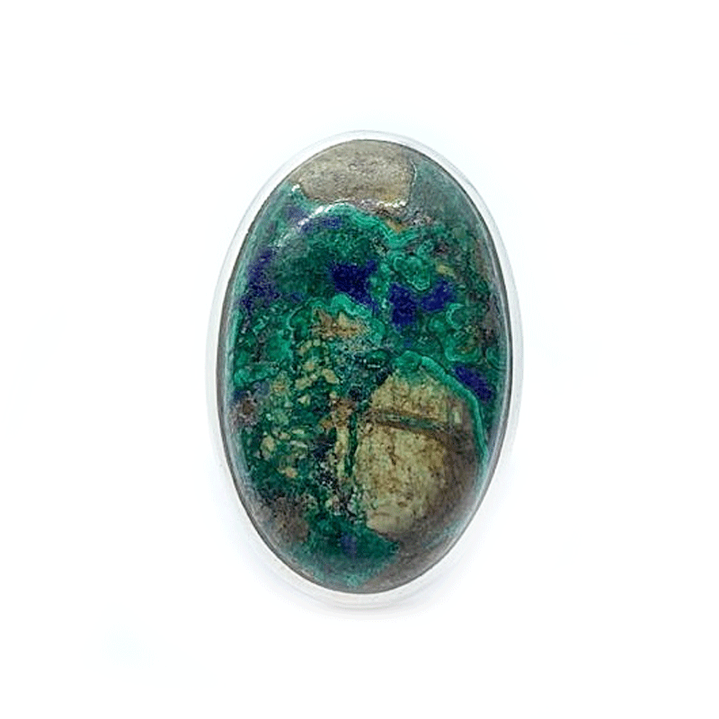 azurite large statement silver gemstone ring
