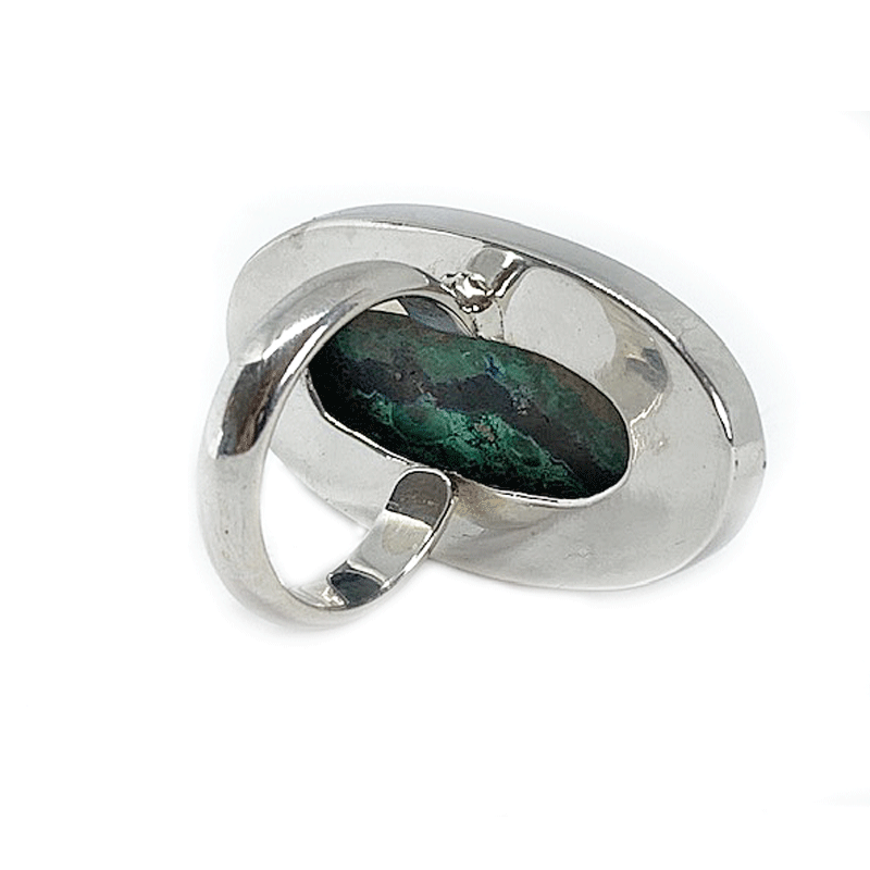 azurite large statement silver gemstone ring