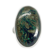azurite large statement silver gemstone ring