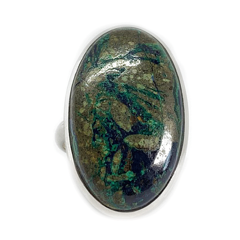 azurite large statement silver gemstone ring