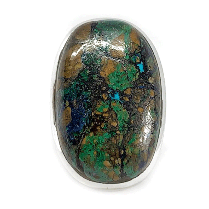 azurite large statement silver gemstone ring