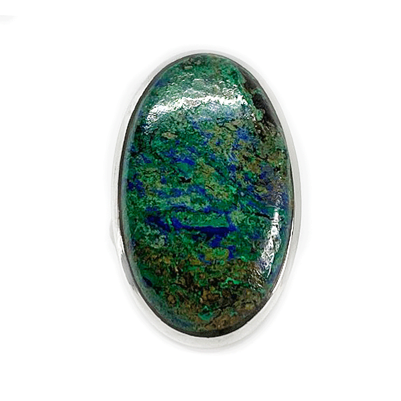 azurite large statement silver gemstone ring