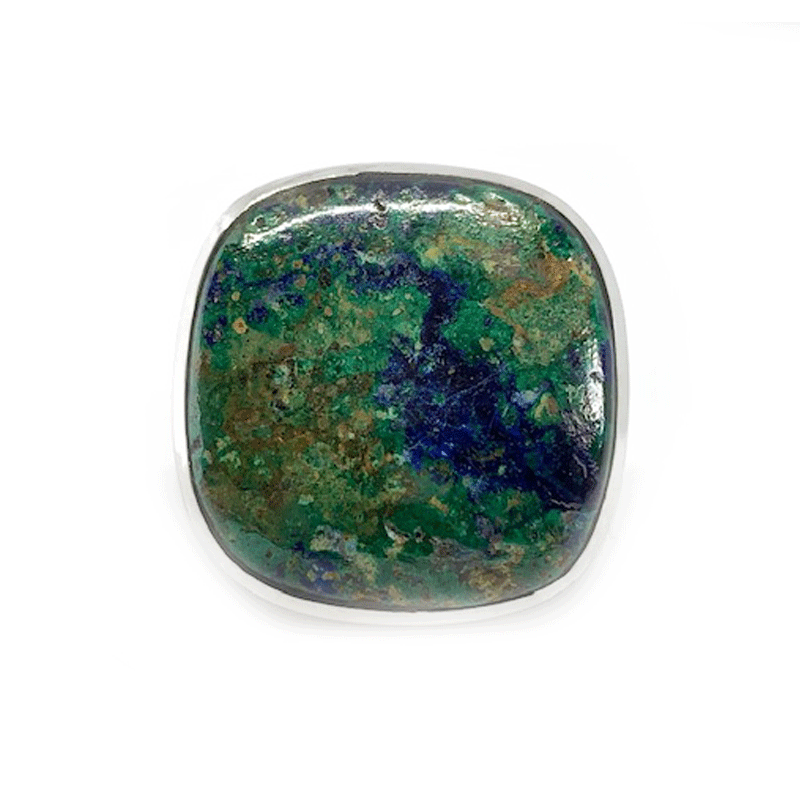 azurite silver gemstone large statement ring