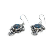 azurite gemstone silver earrings
