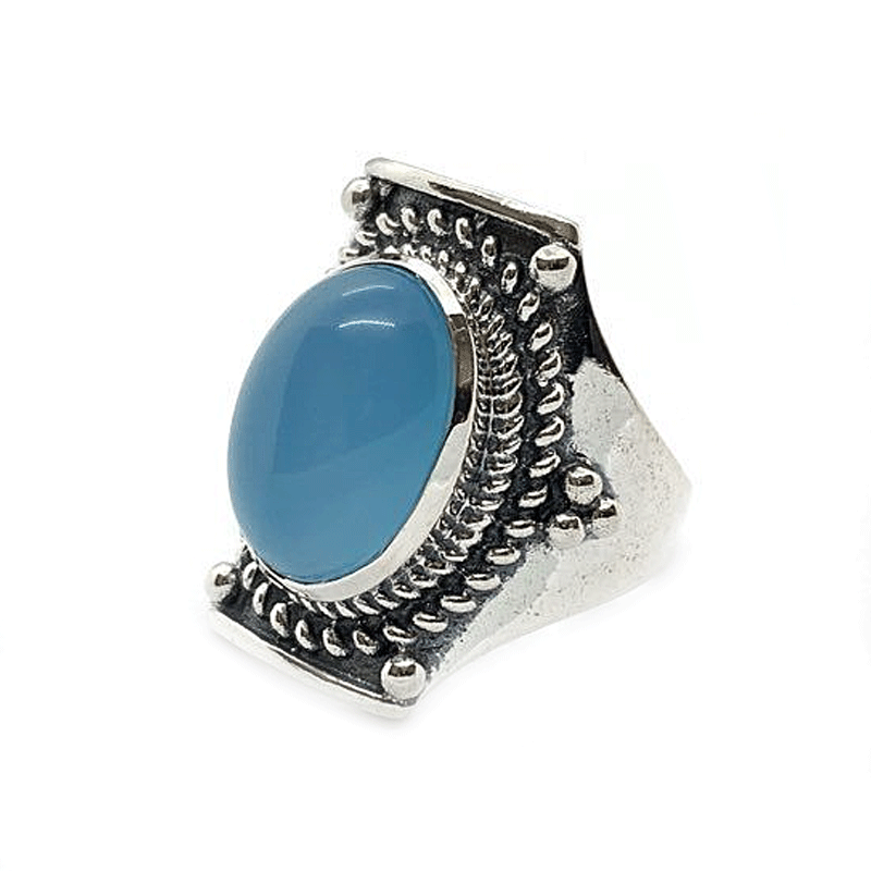 chalcedony silver gemstone ring