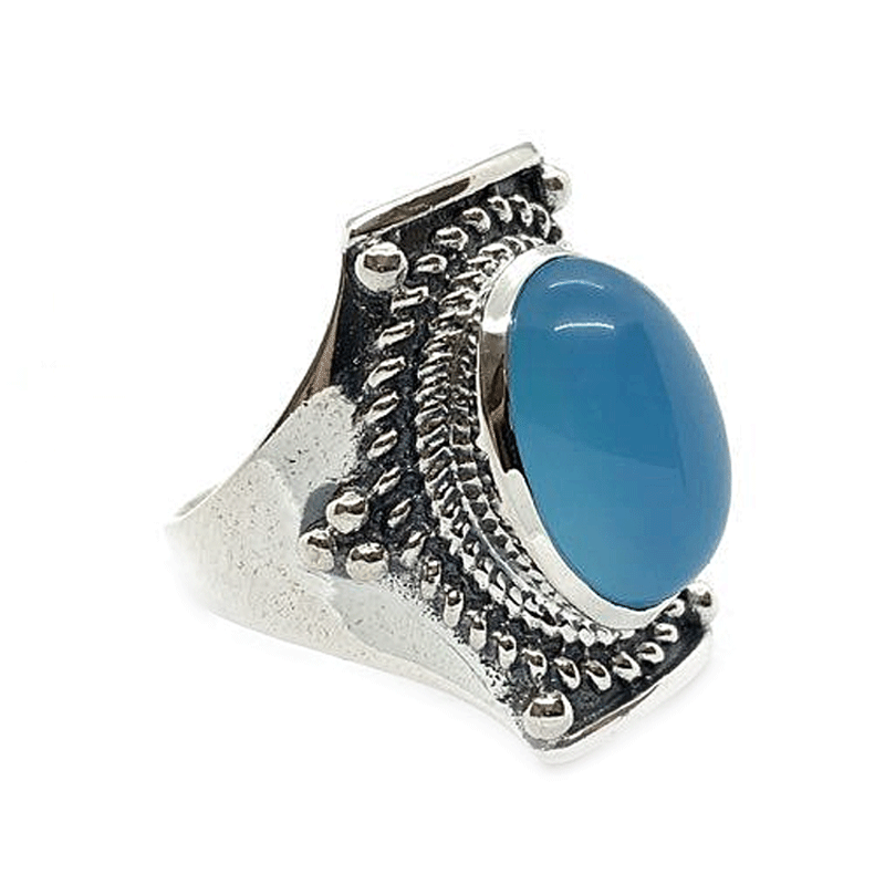 chalcedony silver gemstone ring