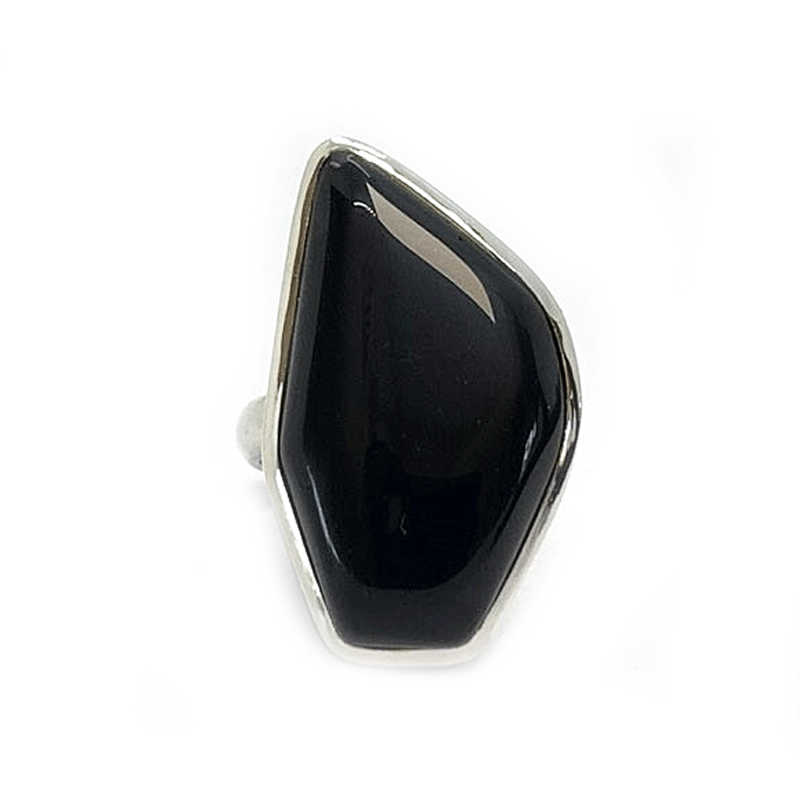 large black onyx statement silver gemstone ring