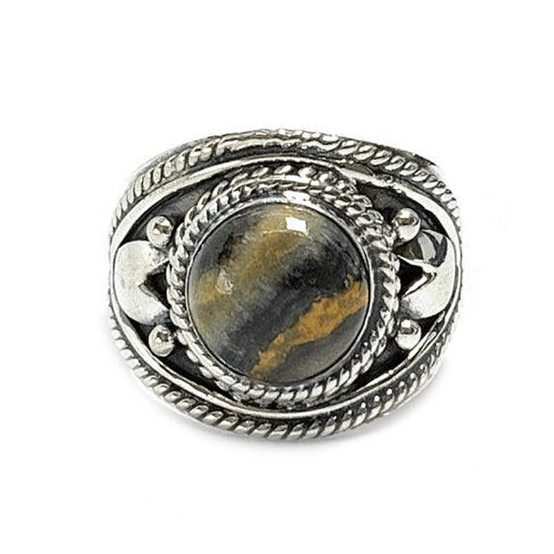 bumble bee jasper silver gemstone ring