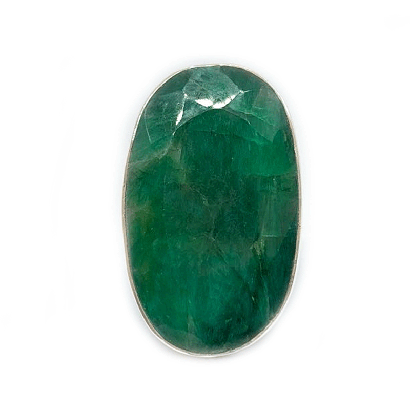 oval large statement emerald quartz silver gemstone ring