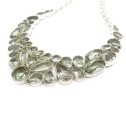 green amethyst chunky multi gemstone silver necklace