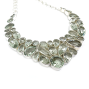 green amethyst chunky multi gemstone silver necklace