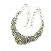 green amethyst chunky multi gemstone silver necklace