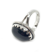 oval black onyx silver gemstone ring