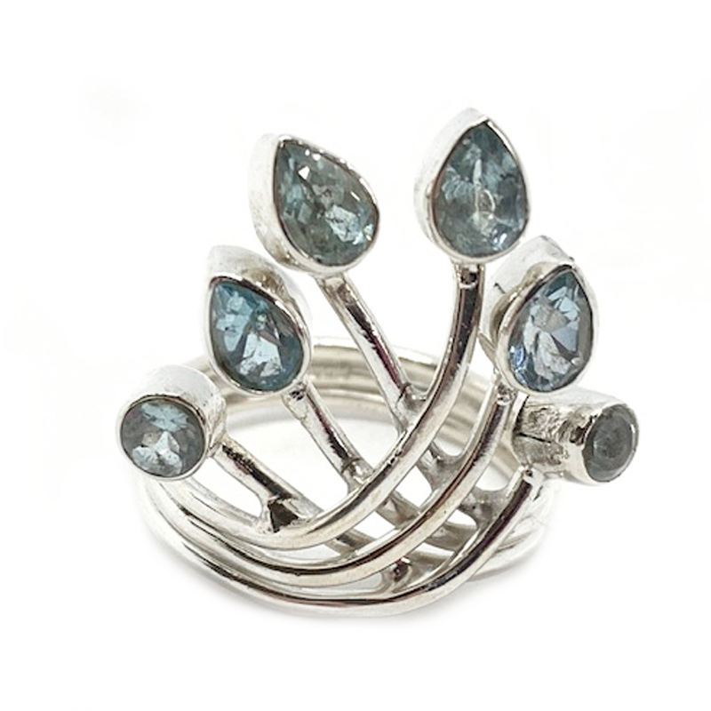 blue topaz silver gemstone ring