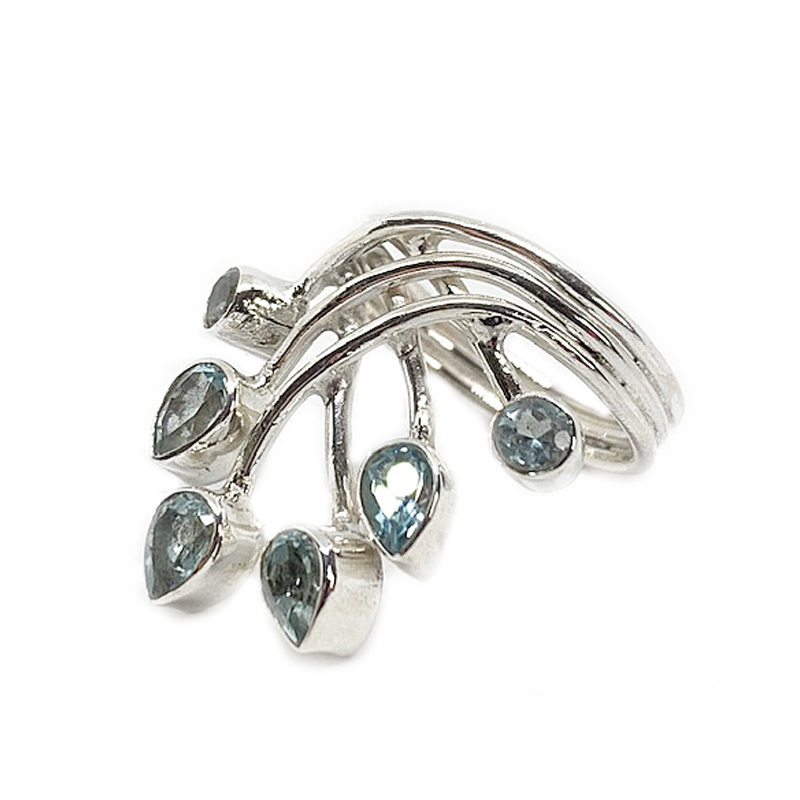 blue topaz silver gemstone ring