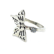 blue topaz butterfly sterling silver ring