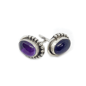 amethyst oval silver gemstone stud earrings