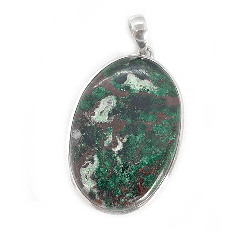 large chrysocolla silver gemstone pendant