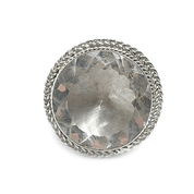 clear quartz large statement silver gemstone ring