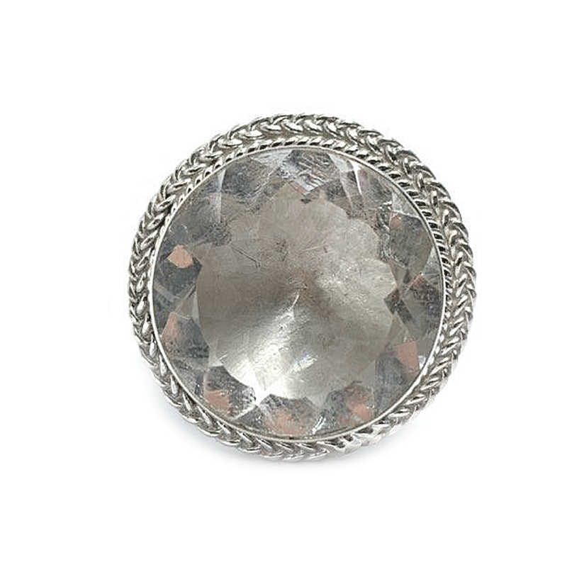 clear quartz large statement silver gemstone ring