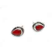 coral sterling silver gemstone stud earrings