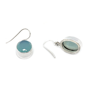 oval chalcedony gemstone silver earrings