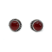 red carnelian gemstone silver stud earrings 