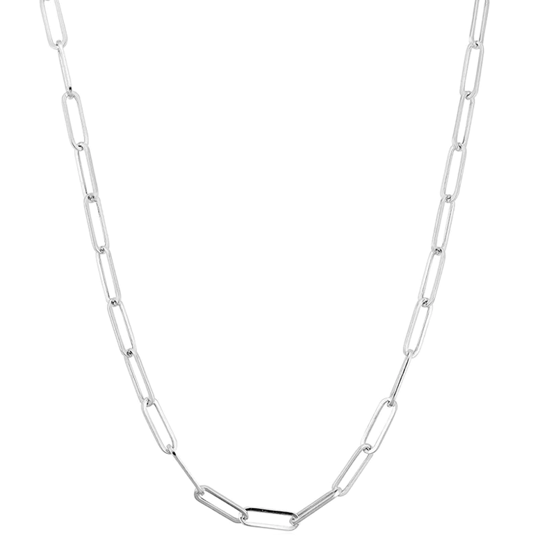 Paper Clip Silver Necklace Chain 40cm