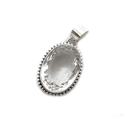 oval clear quartz silver gemstone pendant