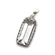 rectangle clear quartz gemstone silver jagged pendant