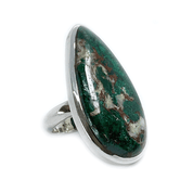 chrysocolla statement silver gemstone ring