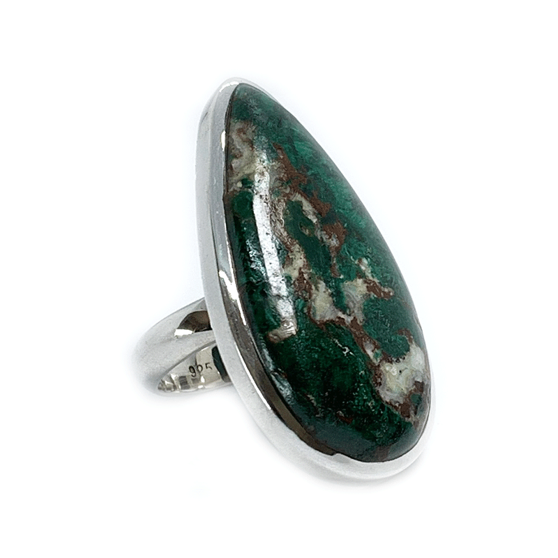 chrysocolla statement silver gemstone ring