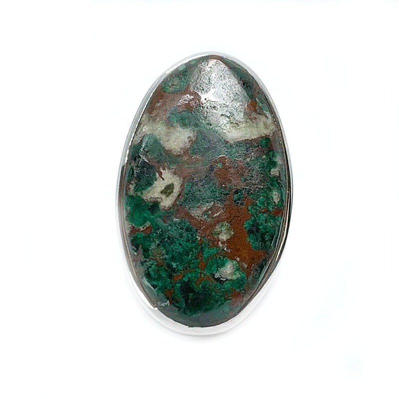 chrysocolla large silver gemstone ring